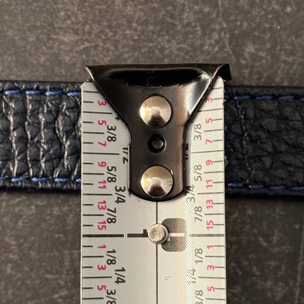 Women L.L. Bean Leather Belt 30 Blue Pebbled Full Grain Brass Buckle-Excellent - Picture 7 of 7